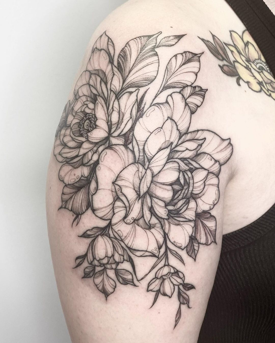 rose dotwork tattoo