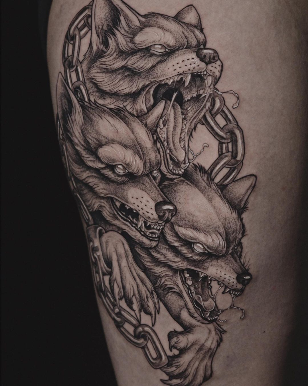 wolf tattoo dotwork