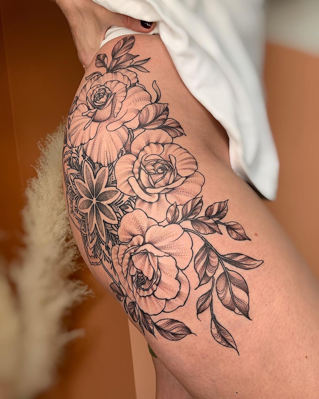 dotwork tattoo rose