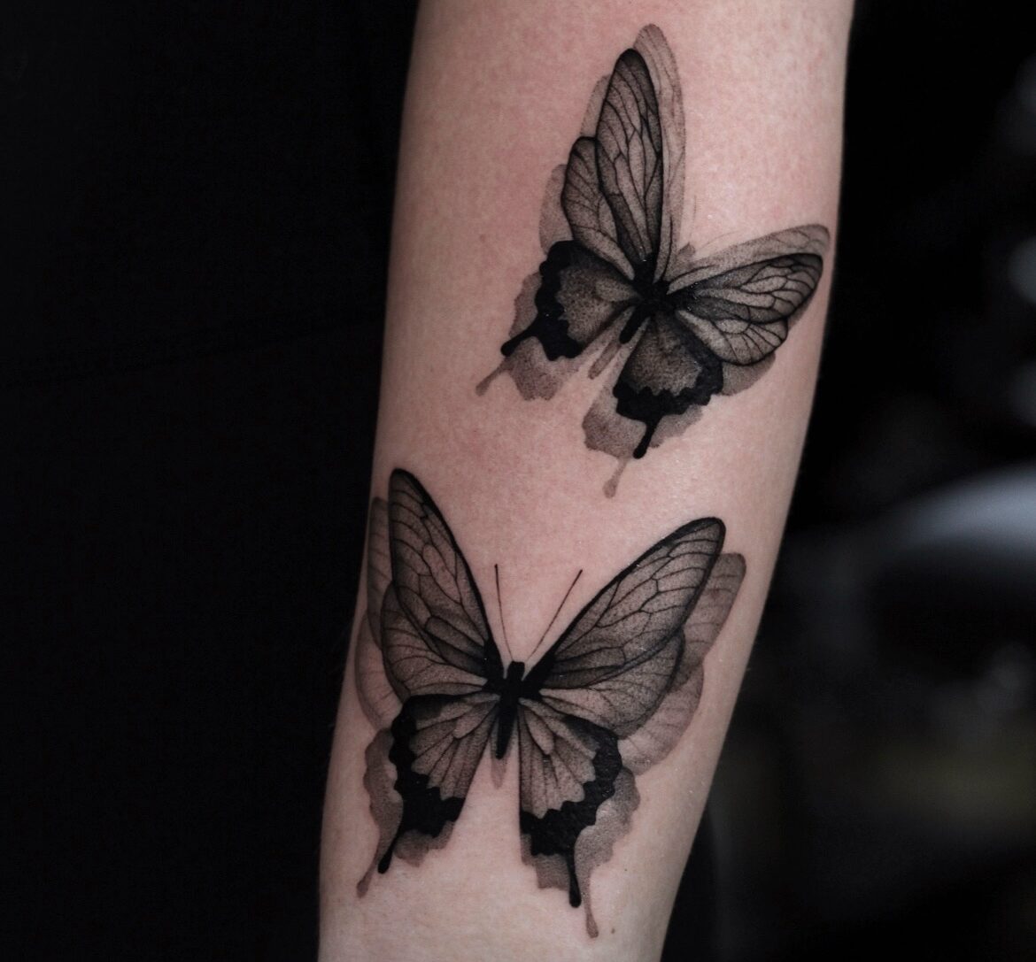 tatuaż motyl 3d czarny