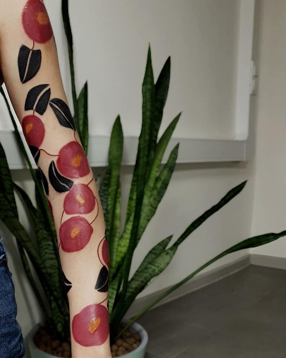 tatuaz kolorowy kwiat