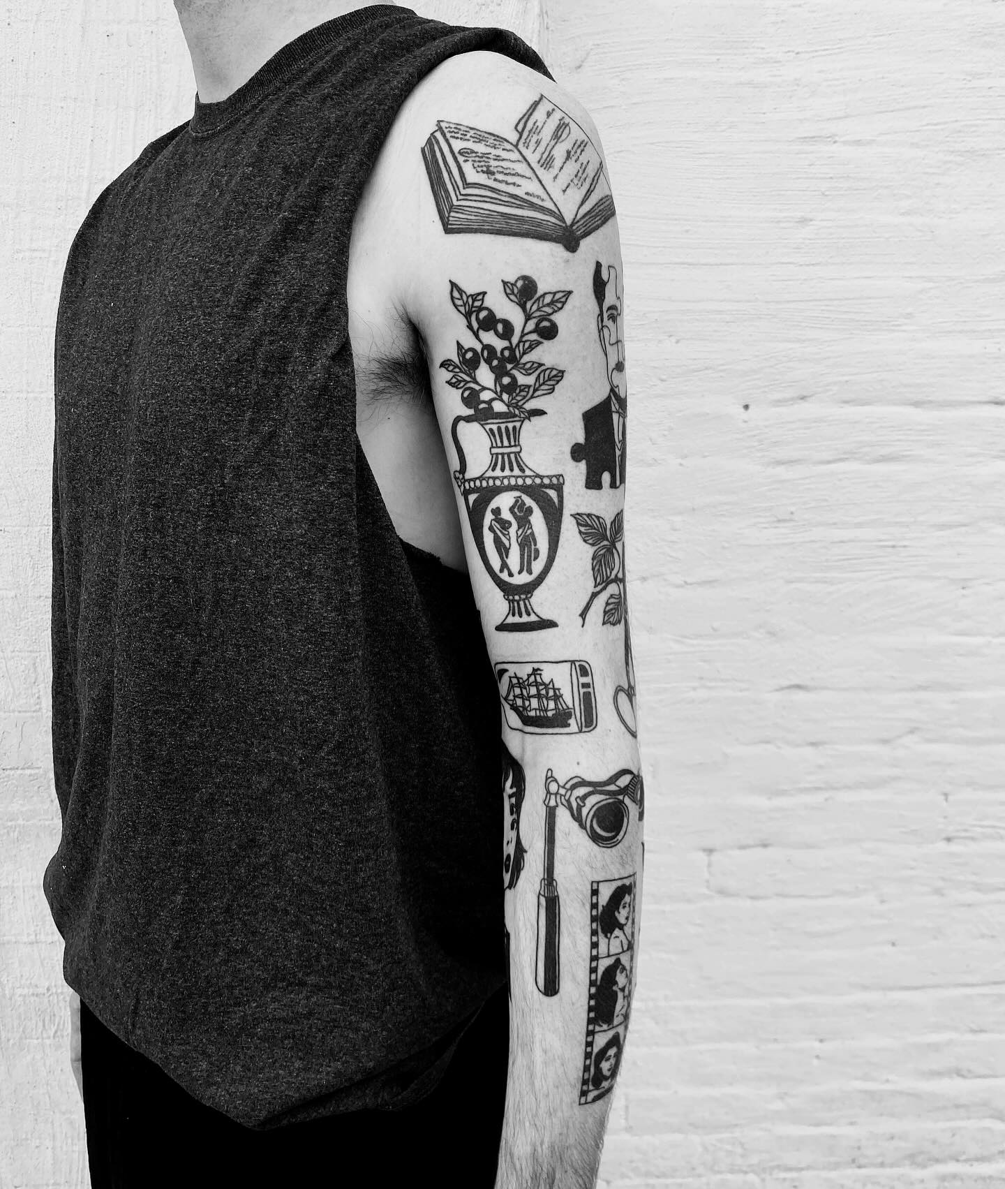 patchwork sleeve tattoo