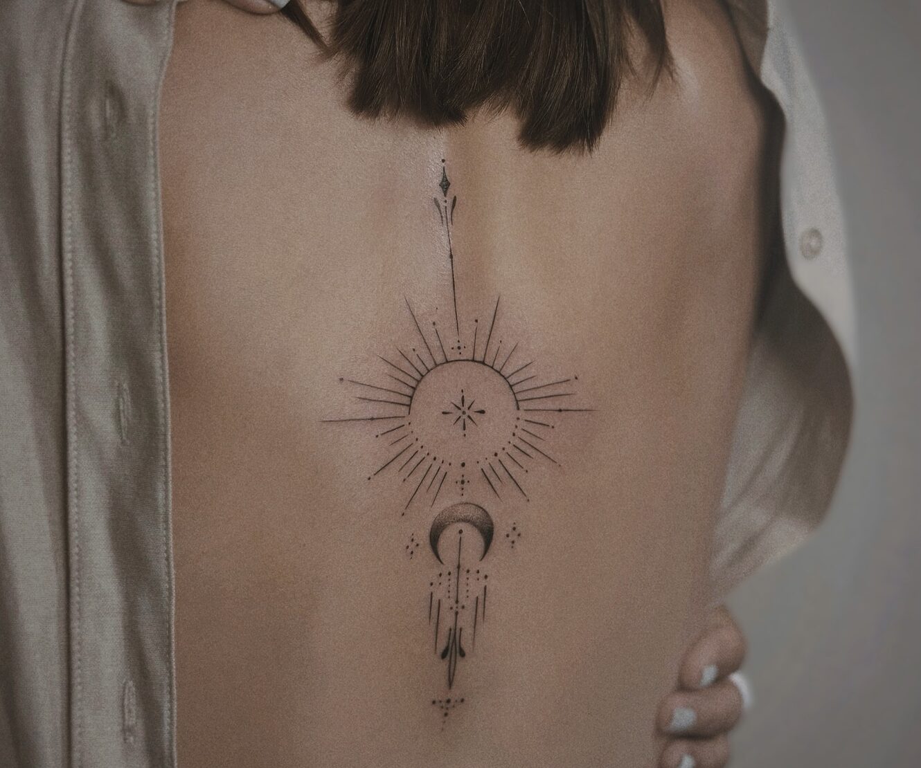 fine line moon tattoo